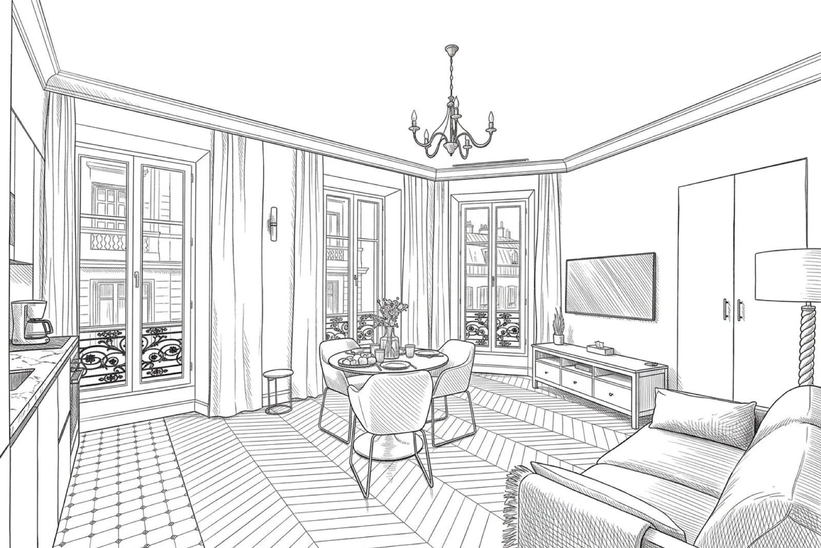 Full renovation of a one-bedroom apartment at Aparthotel Alberti, Nice