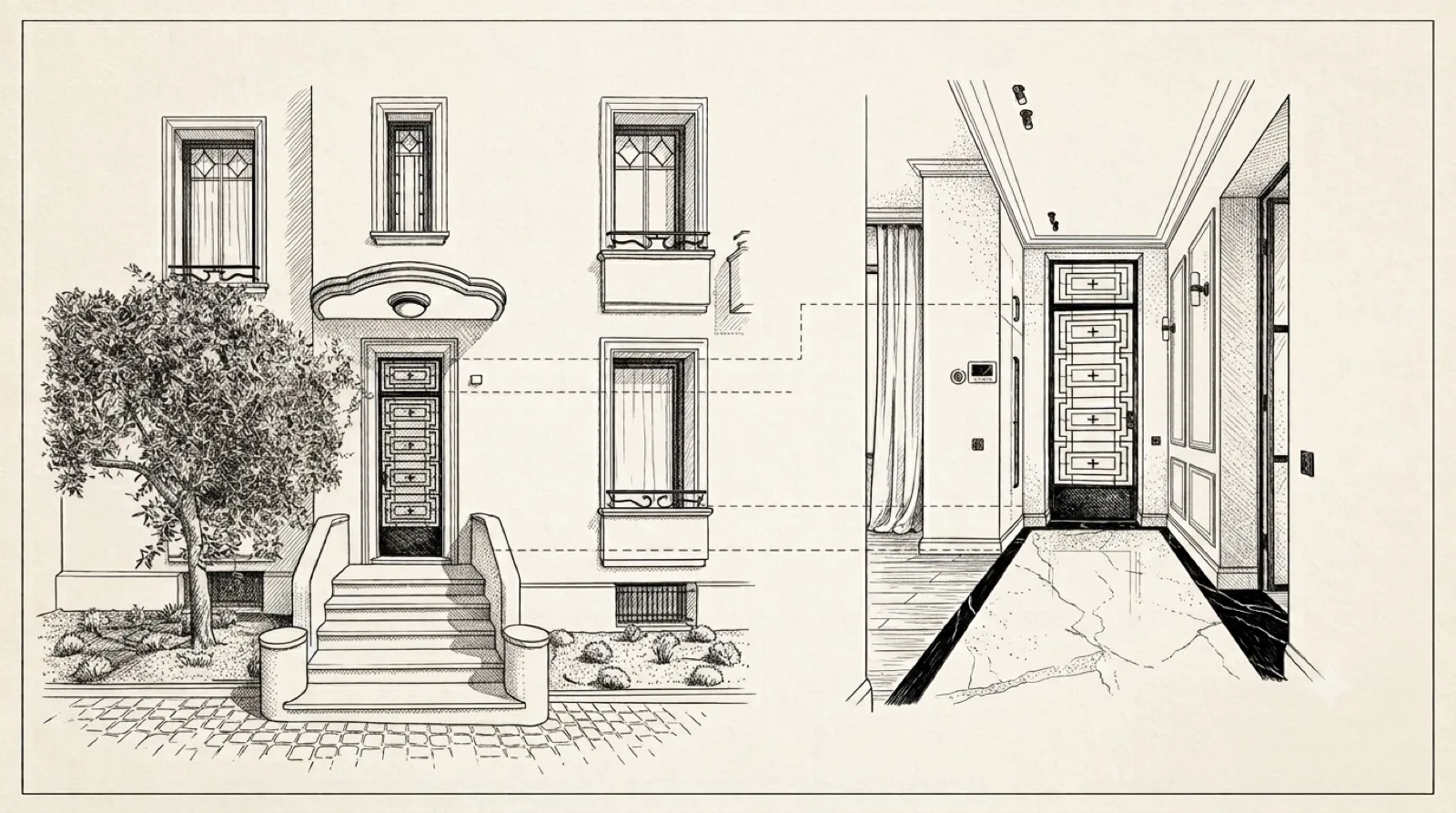 Rénovation d'une villa Belle Époque sur la Promenade des Anglais à Nice, dessin d'architecte